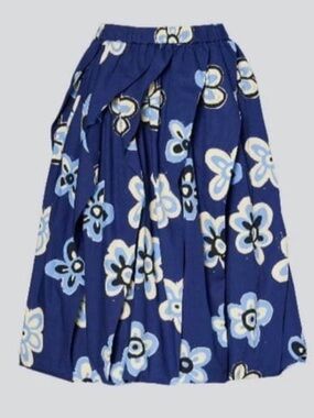 Marni x Uniqlo Blue Floral Balloon Skirt Elastic Waist Size Medium